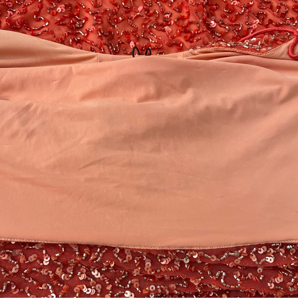 NWT Retrofete Mich Sequin Mini Dress Peach Coral Ombrè Sz L Sexy Cocktail Party - Picture 16 of 16